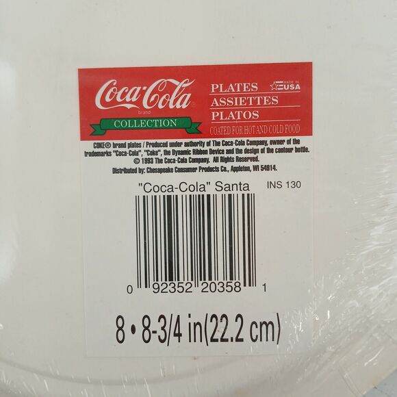 Vintage 1993 Coca Cola Santa Napkins & Plastic Coated Paper Plates NOS Xmas - Picture 4 of 8